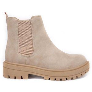 New Beige Chelsea Combat Boots Ankle Booties